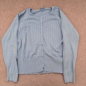 Dalia Pastel Blue Knit Button Up- Size XL
